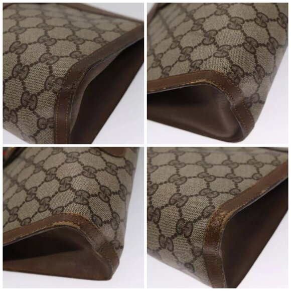 GUCCI GG Supreme Web Sherry Line Clutch Bag PVC Beige Red 89 01 033 Auth - Picture 13 of 13